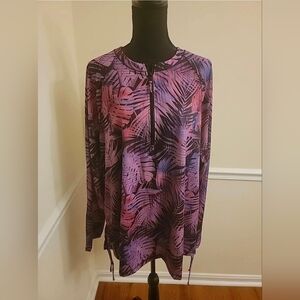 Swimsuits for all Cover up / Pullover  Multicolored LS 3/4 Zip Women's Sz 28 NWT